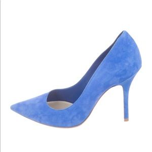 Christian Dior Blue Suede Pointy Toe Pumps